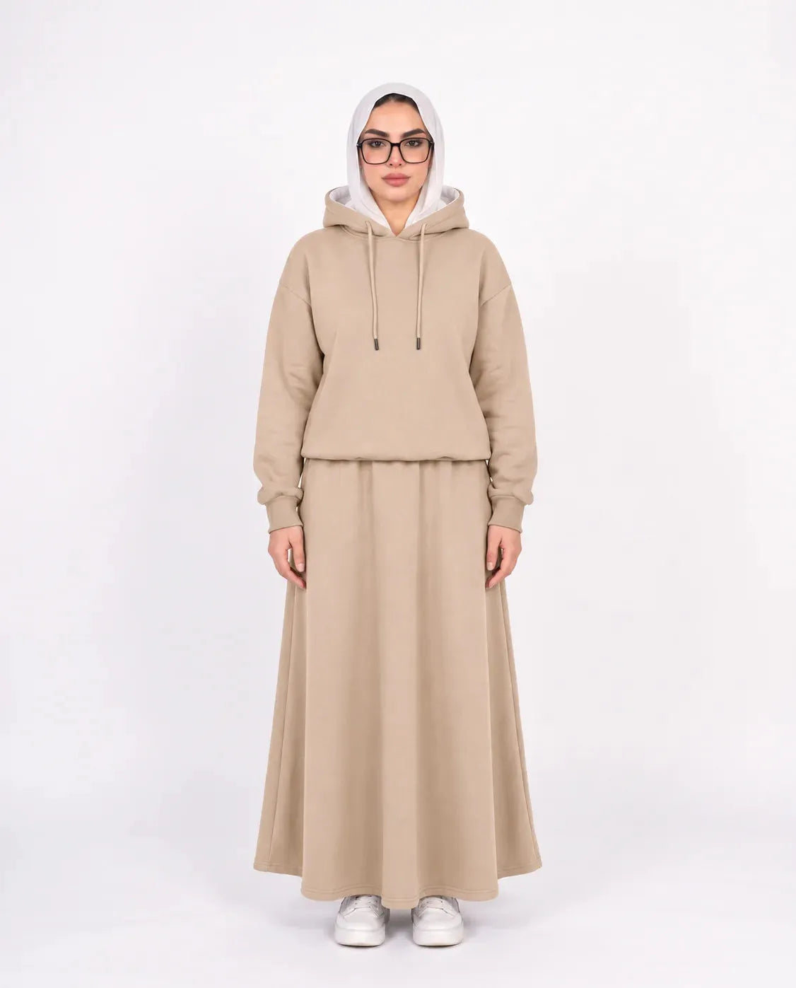 SITRA Women's Casual Hooded Maxi Skirt Set