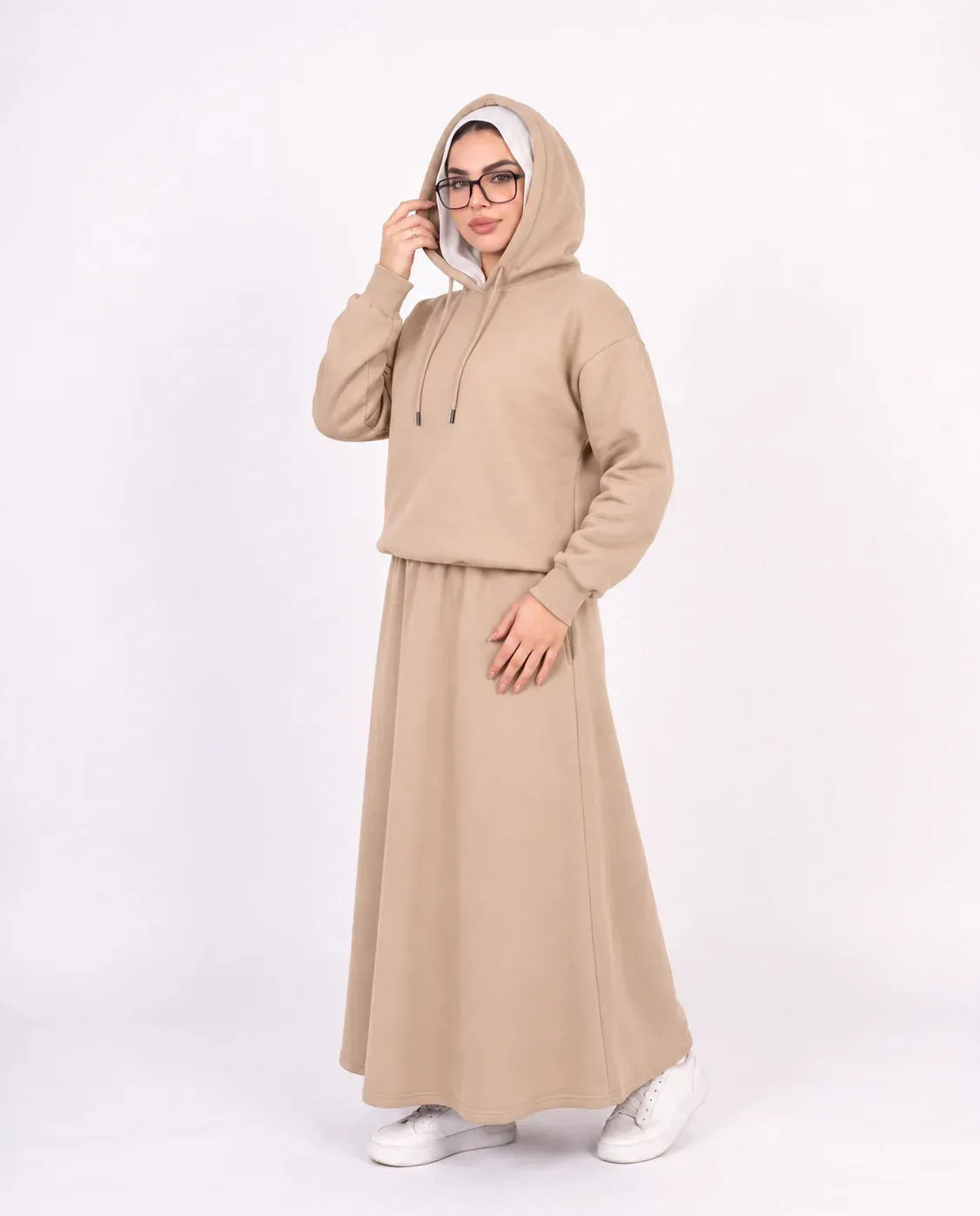 SITRA Women's Casual Hooded Maxi Skirt Set