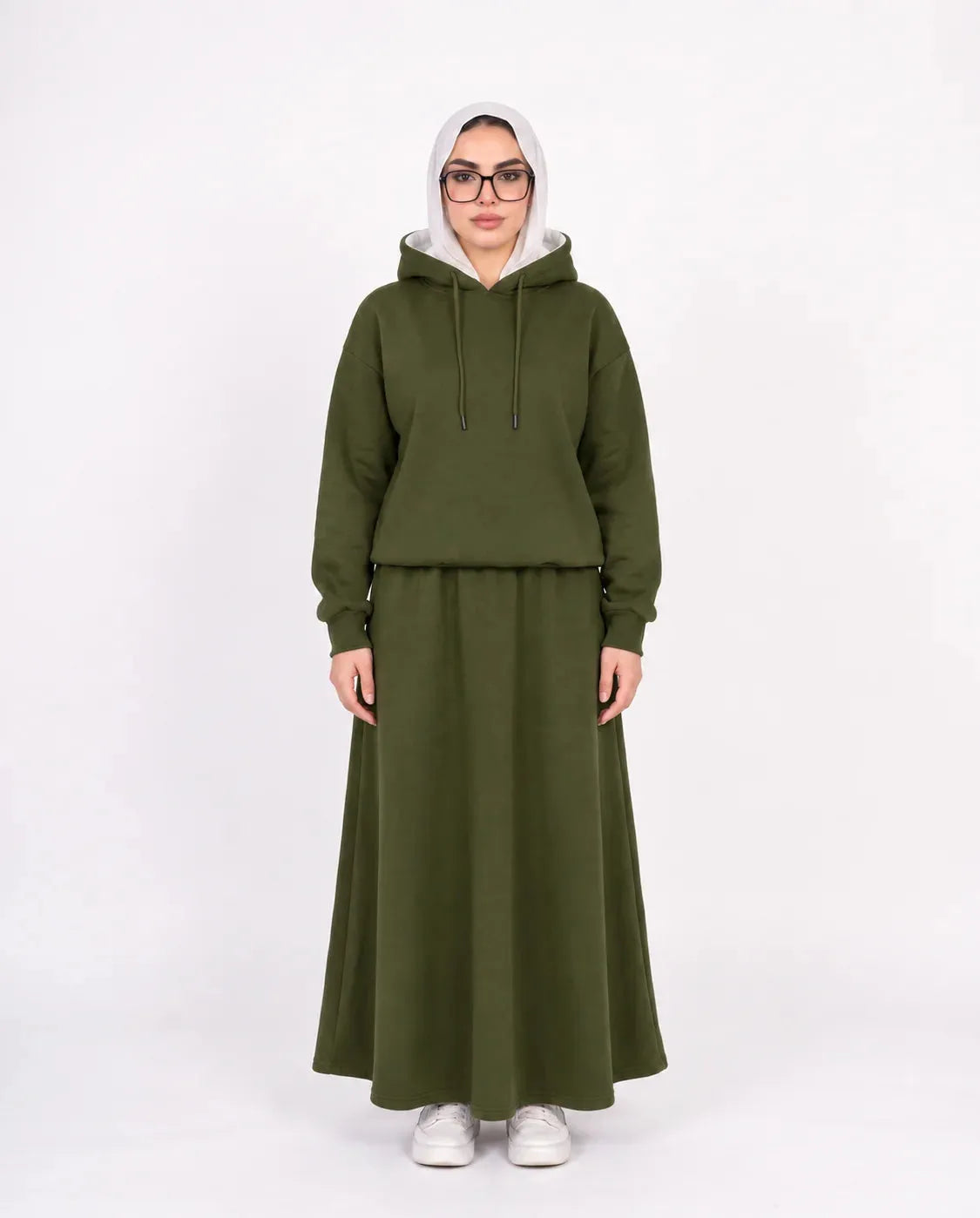 SITRA Women's Casual Hooded Maxi Skirt Set
