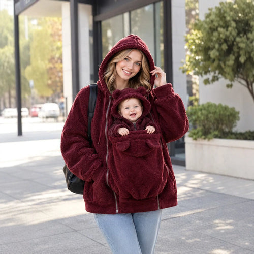 Women's Plush Fleece Zip-Up Hoodie for Mom – Cozy Relaxed Fit Hooded Jacket