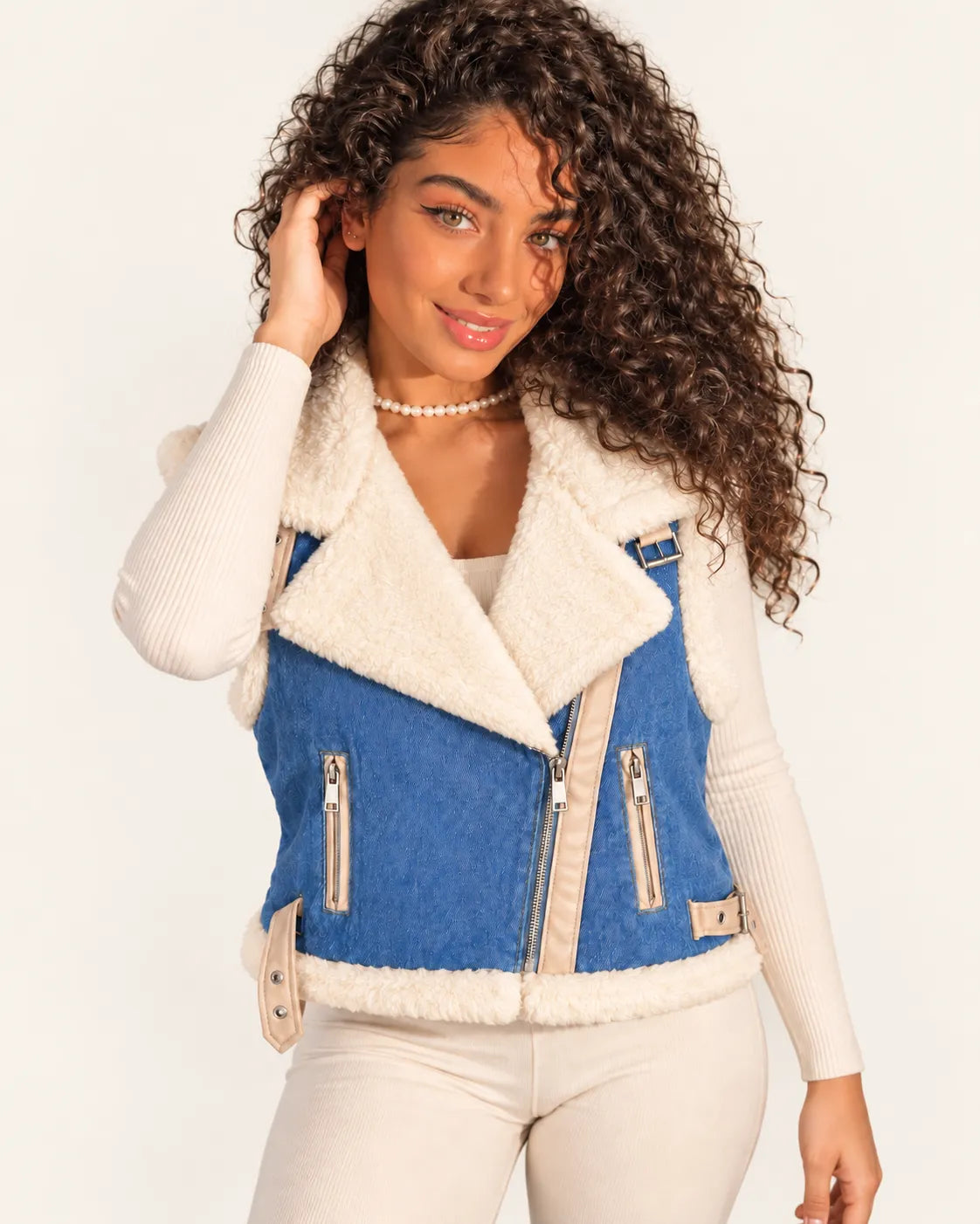 SITRA Women's Casual Retro Aspen Denim Biker Vest