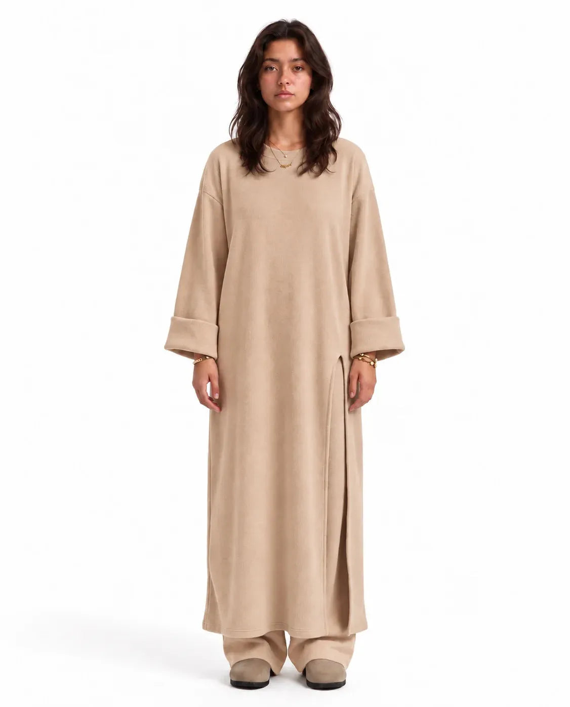 SITRA Women's Casual Retro Long Slit Knit Set