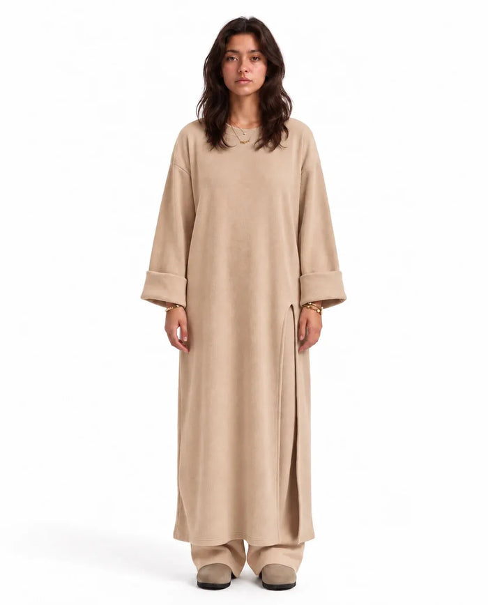 SITRA Women's Casual Retro Long Slit Knit Set