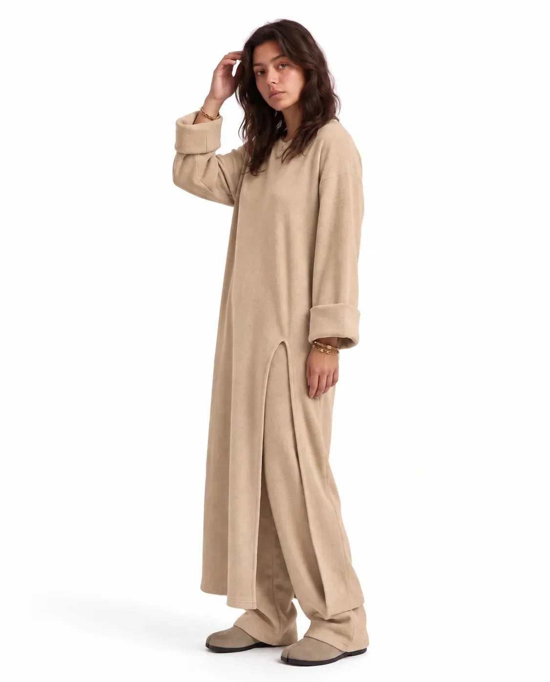 SITRA Women's Casual Retro Long Slit Knit Set