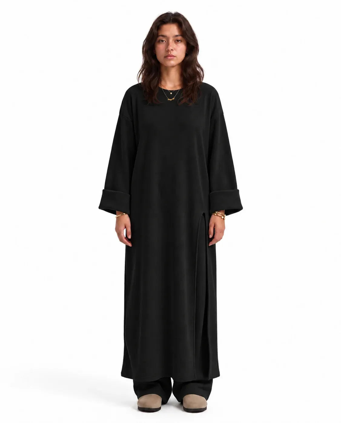 SITRA Women's Casual Retro Long Slit Knit Set