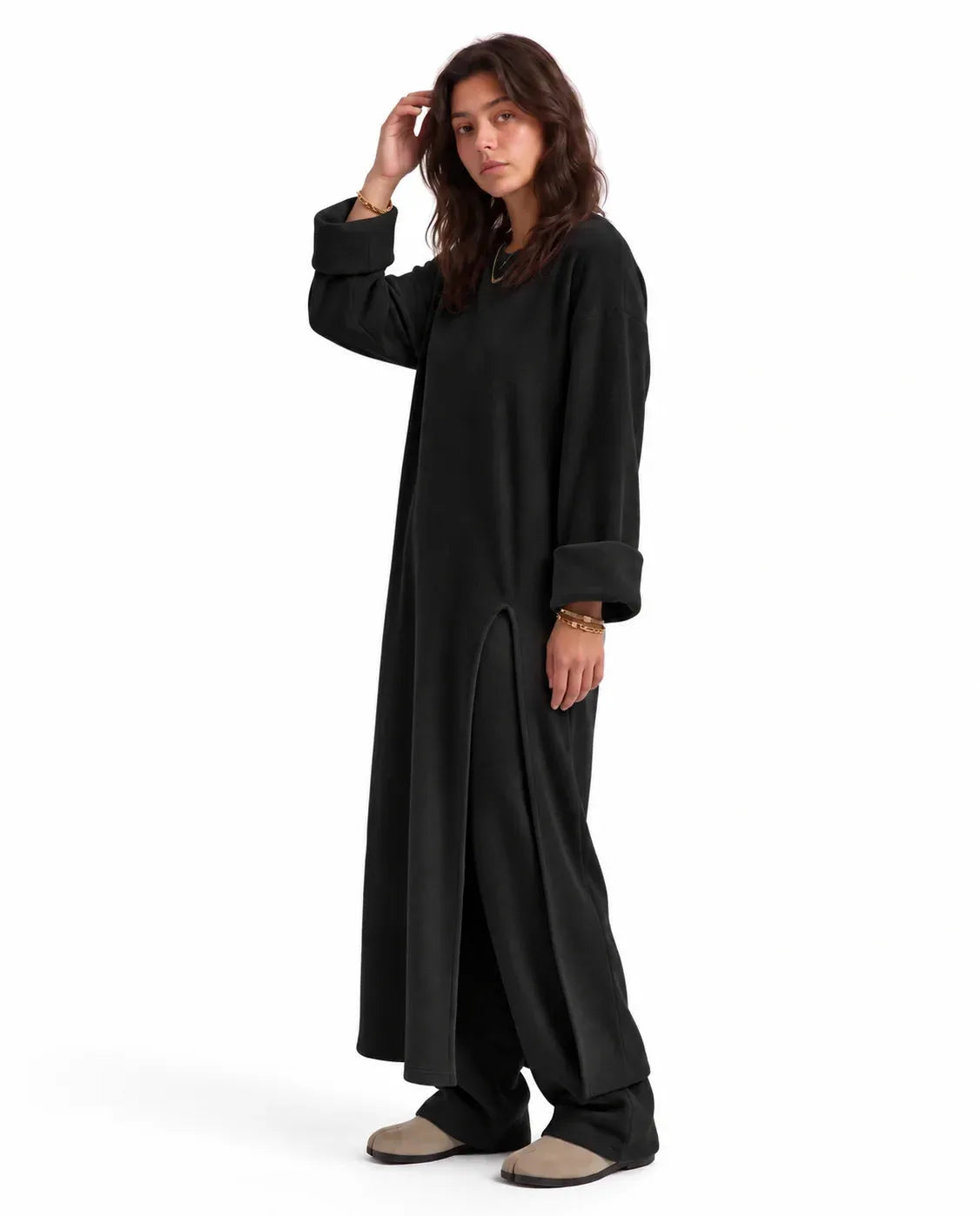 SITRA Women's Casual Retro Long Slit Knit Set