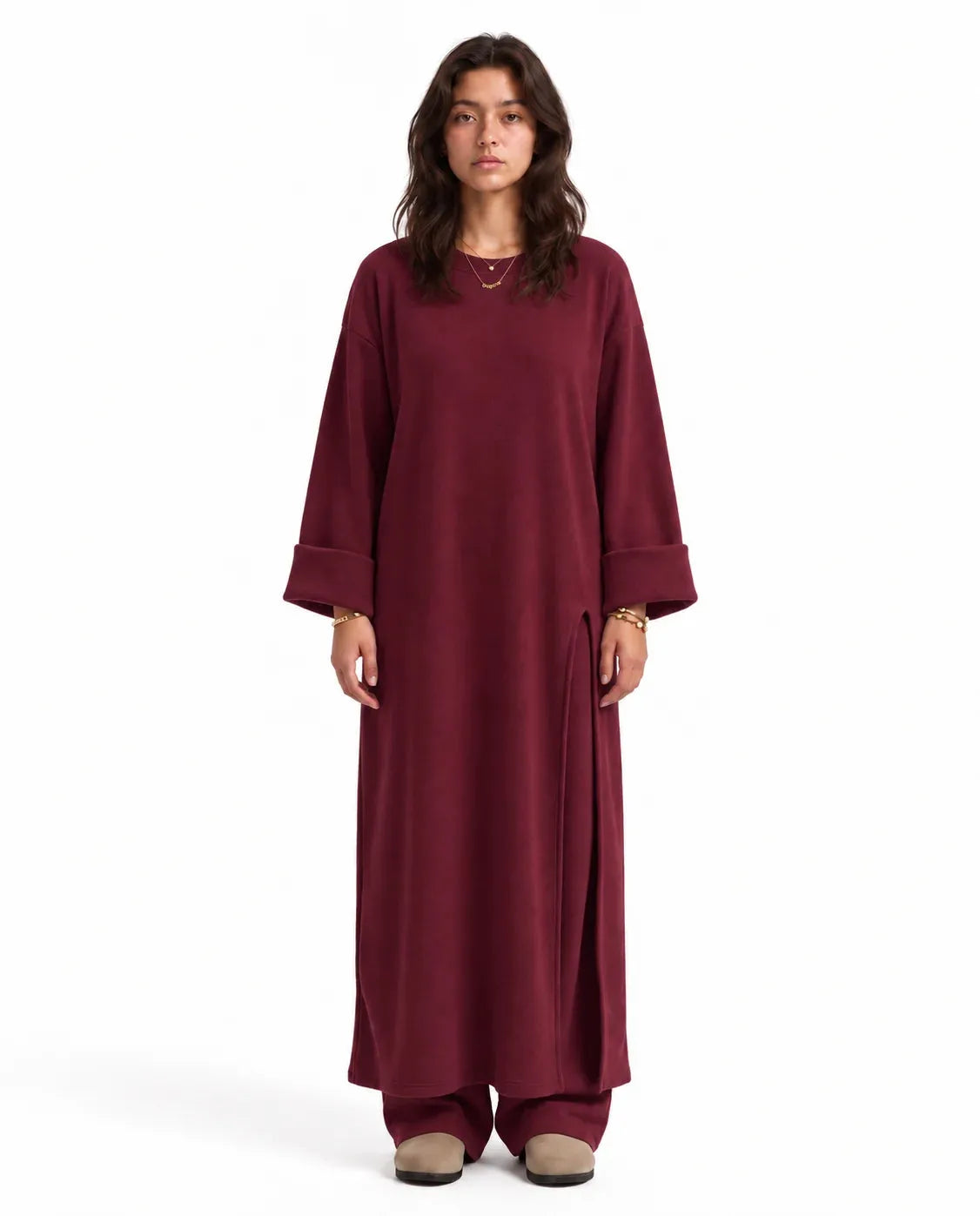 SITRA Women's Casual Retro Long Slit Knit Set