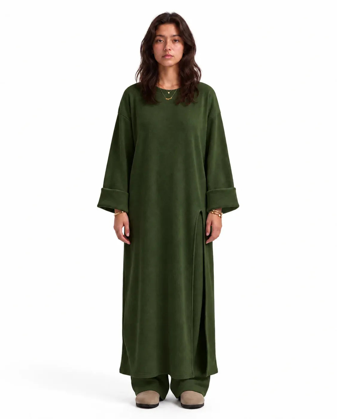 SITRA Women's Casual Retro Long Slit Knit Set