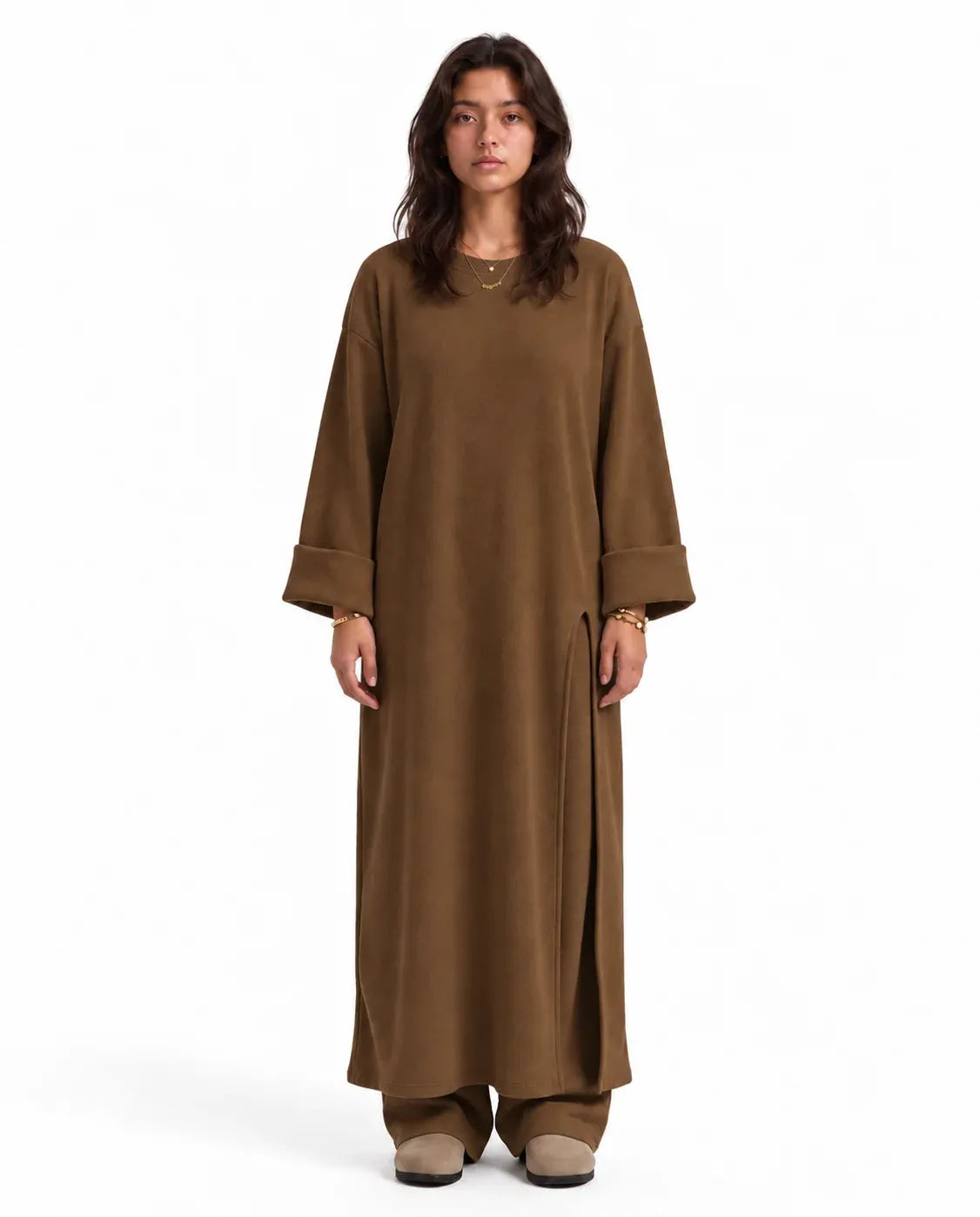 SITRA Women's Casual Retro Long Slit Knit Set
