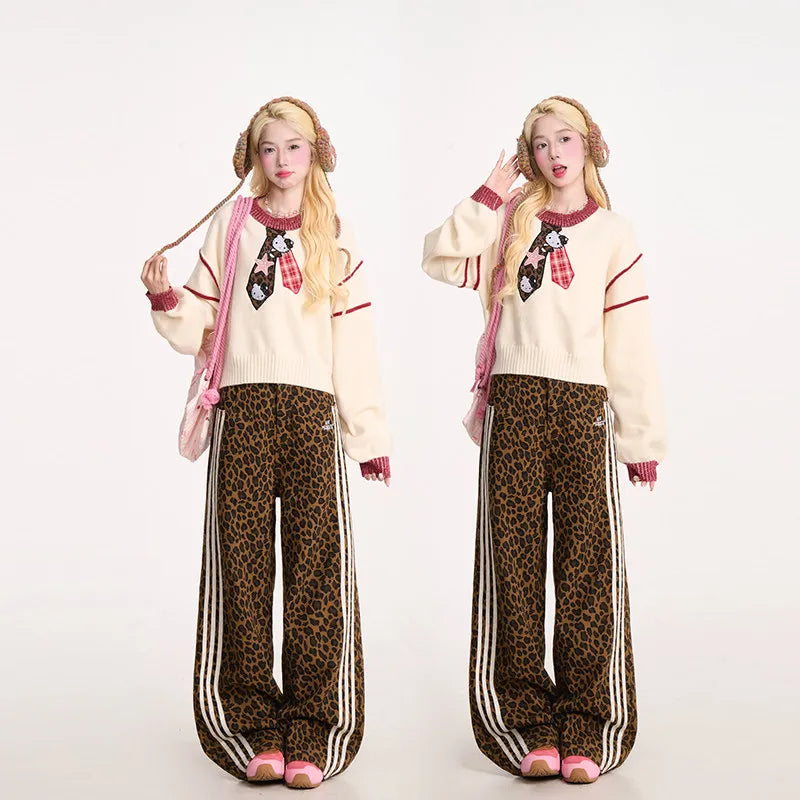 SITRA Women's Casual Retro Loose Straight Pants