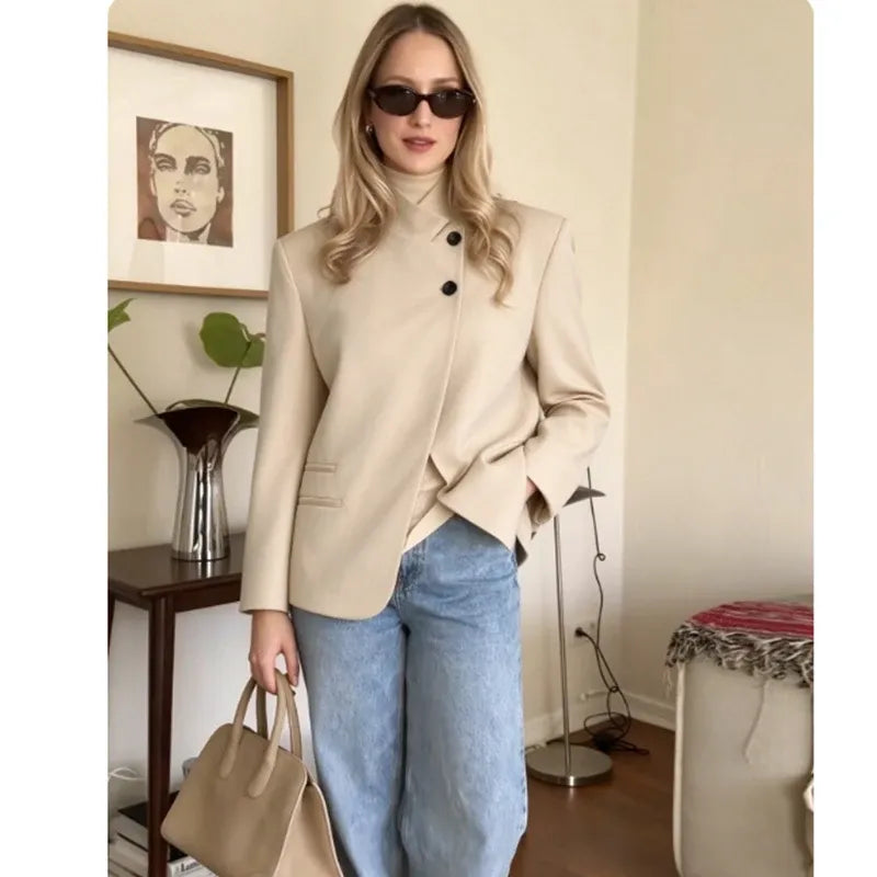 SITRA Women's Casual Retro Oversize Blazer Jacket