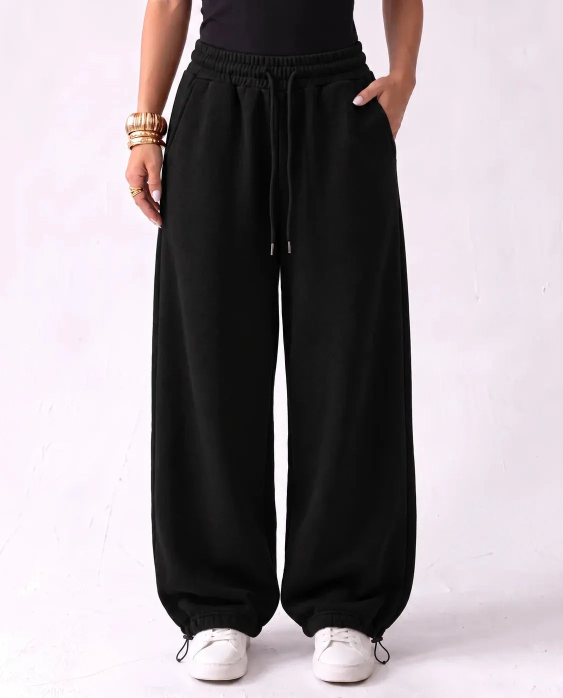 SITRA Women's Casual Retro Oversize Cuff Wide Pants