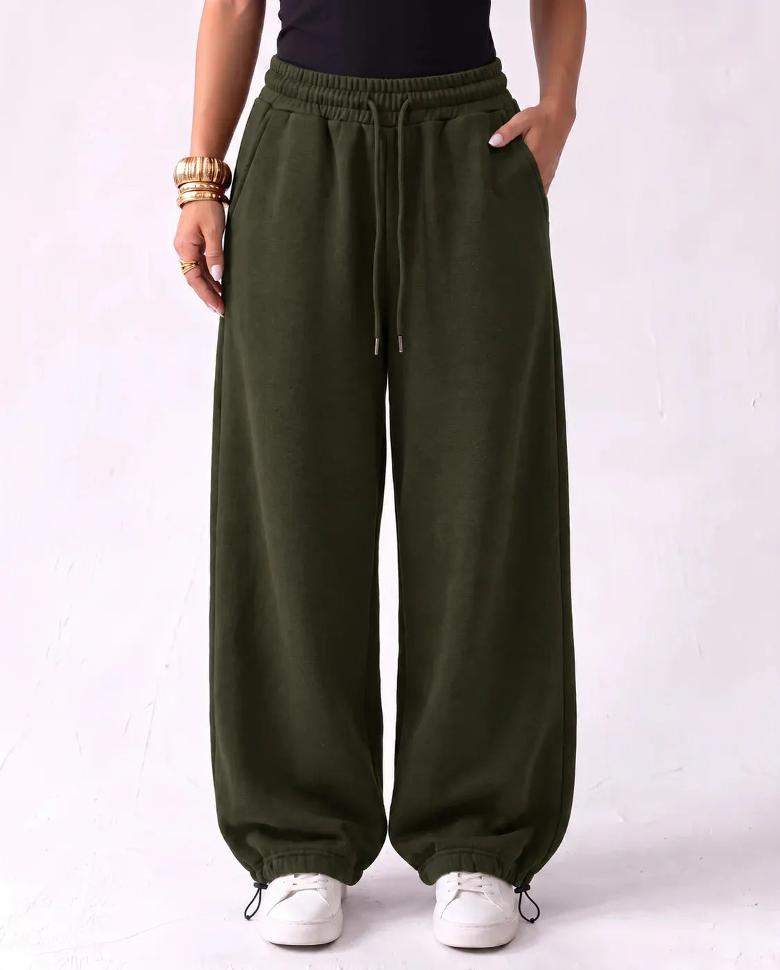 SITRA Women's Casual Retro Oversize Cuff Wide Pants