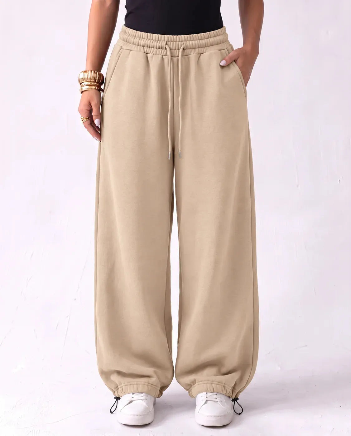 SITRA Women's Casual Retro Oversize Cuff Wide Pants