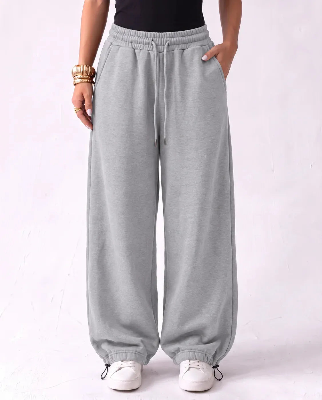 SITRA Women's Casual Retro Oversize Cuff Wide Pants