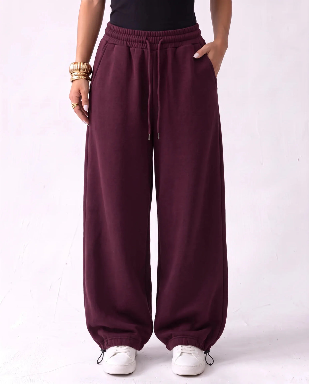 SITRA Women's Casual Retro Oversize Cuff Wide Pants