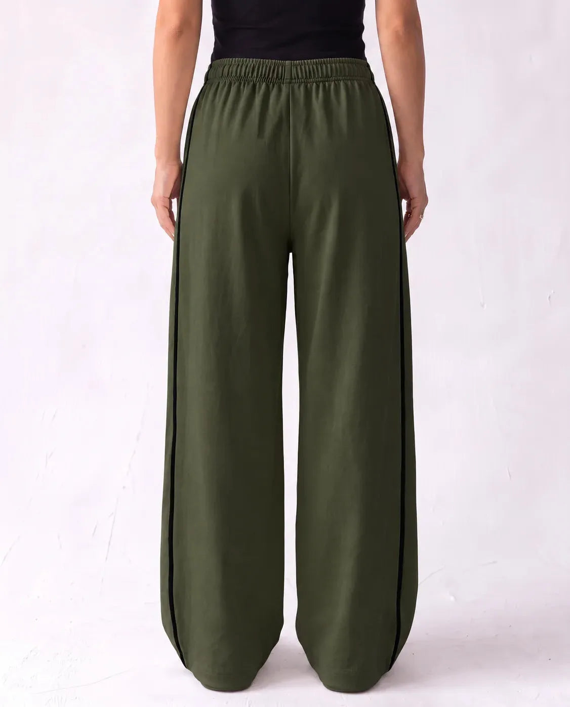 SITRA Women's Casual Retro Oversize Piped Wide Pants