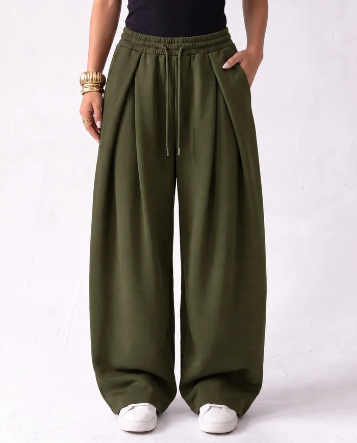 SITRA Women's Casual Retro Oversize Pleat Wide Pants