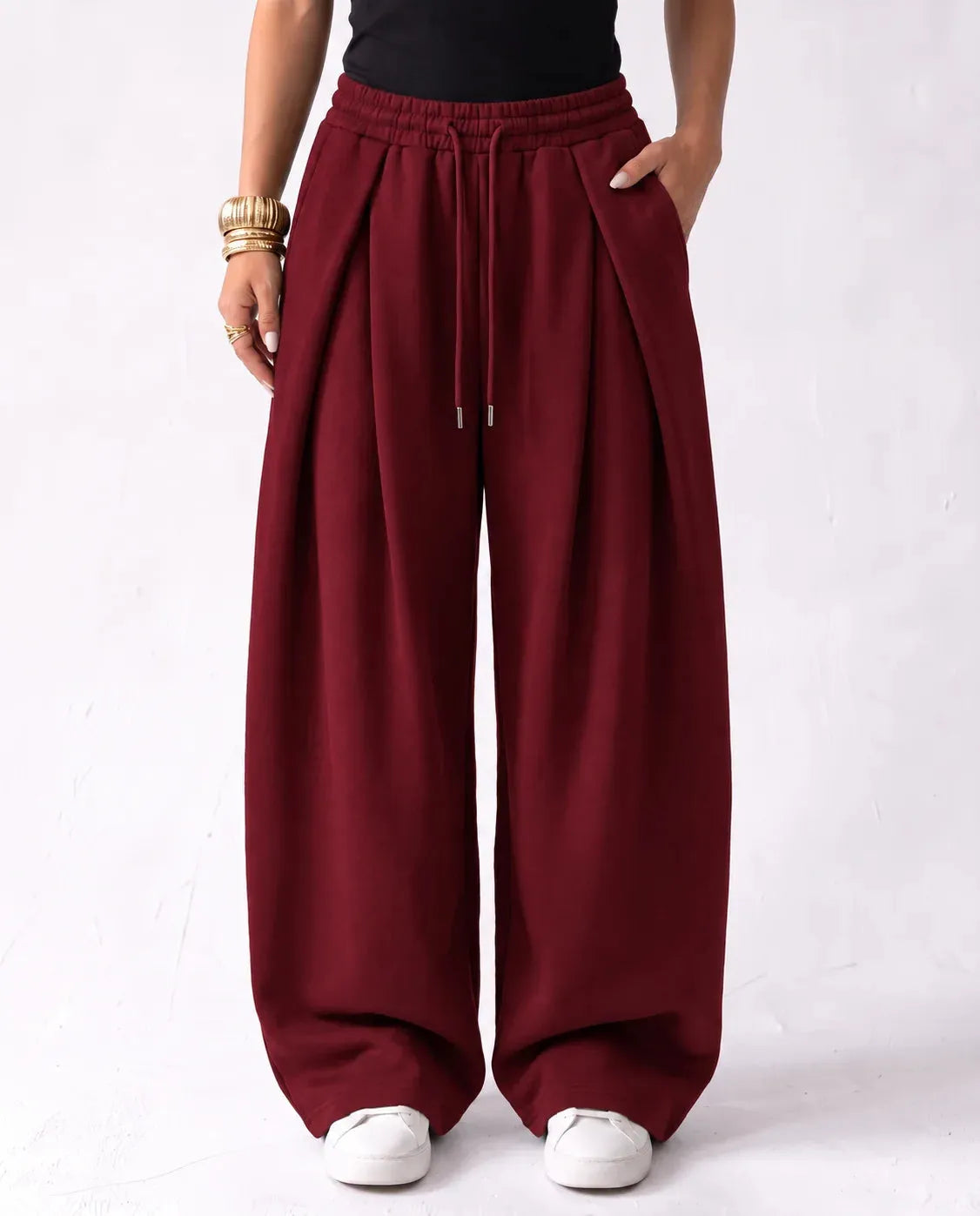 SITRA Women's Casual Retro Oversize Pleat Wide Pants