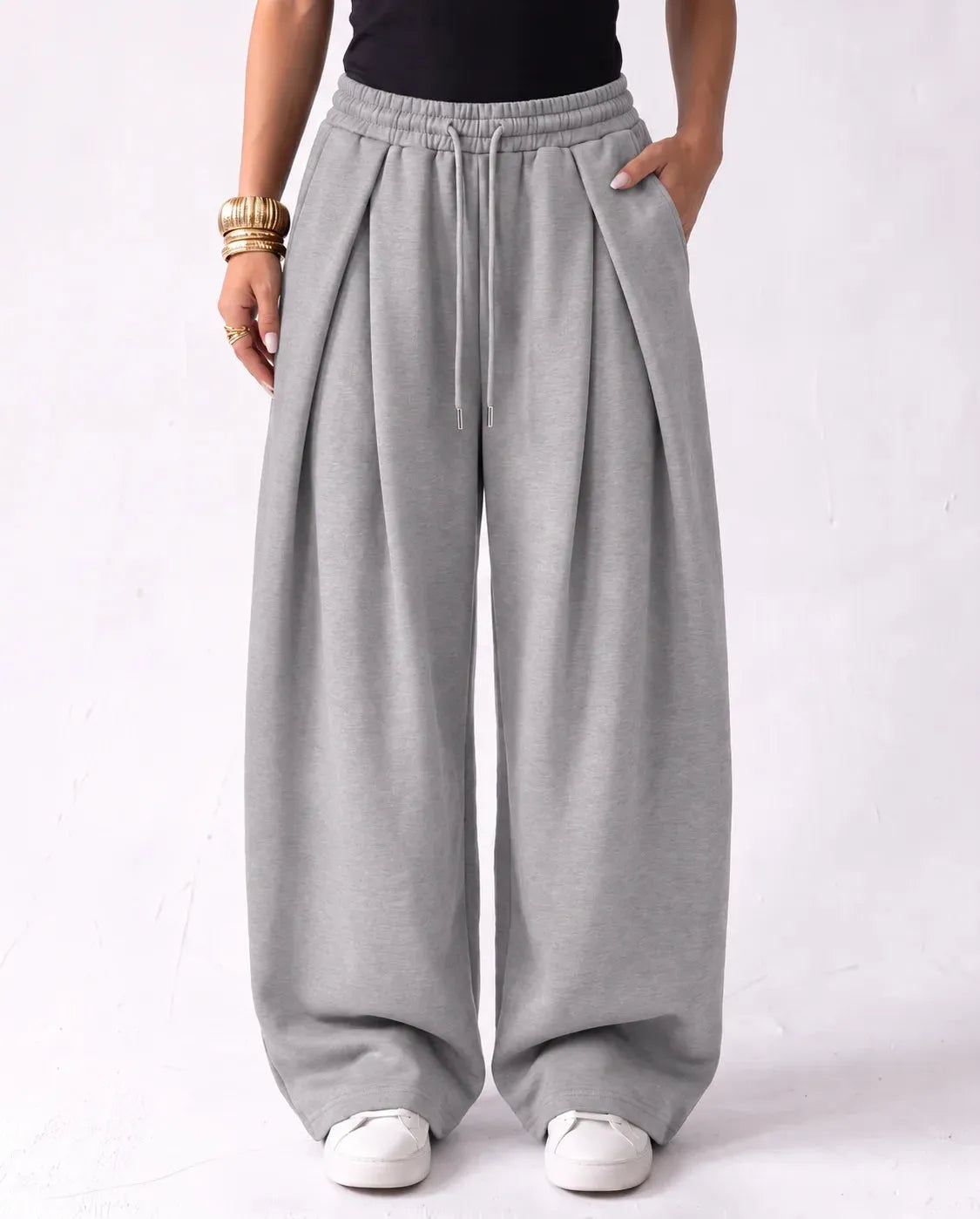 SITRA Women's Casual Retro Oversize Pleat Wide Pants