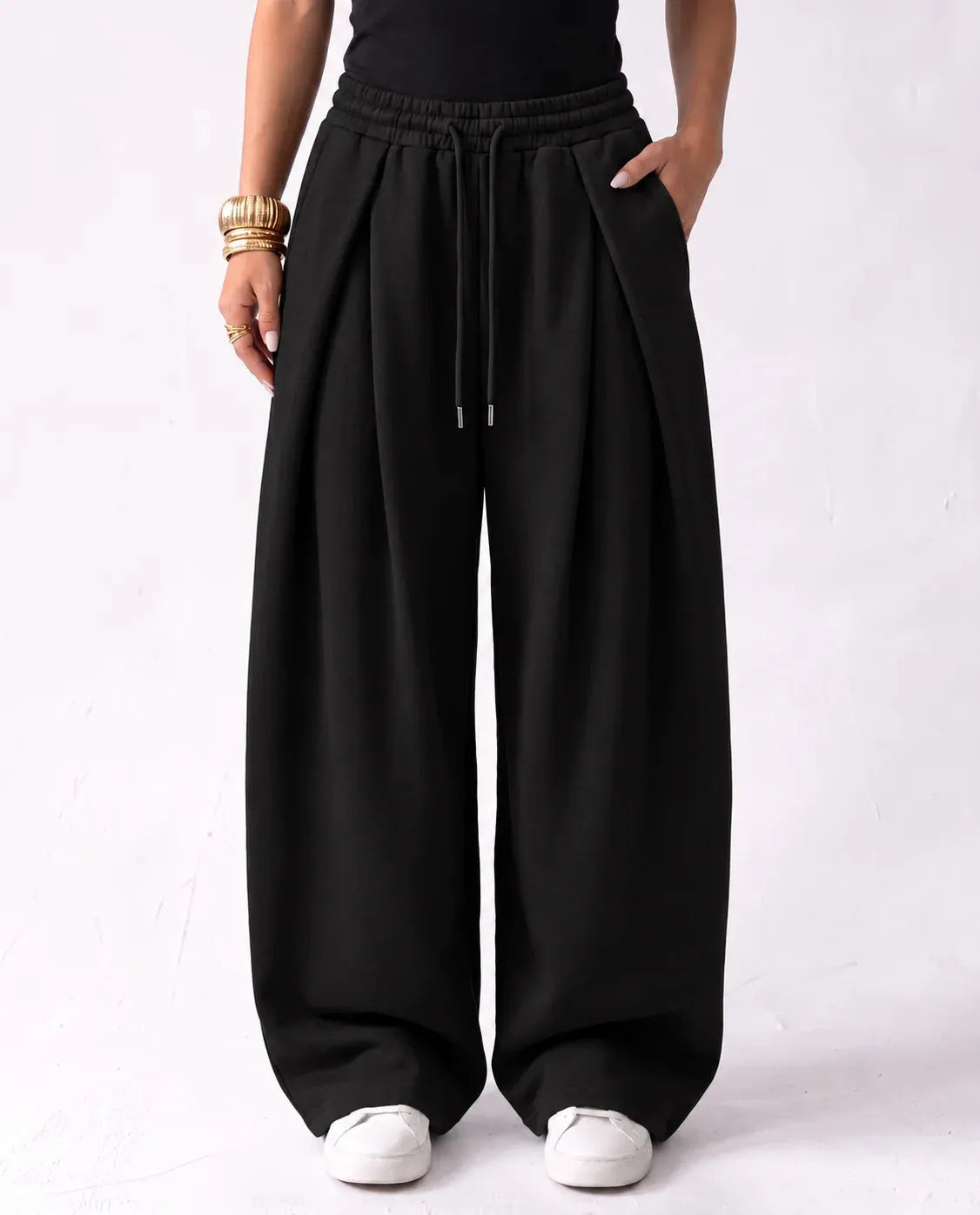 SITRA Women's Casual Retro Oversize Pleat Wide Pants