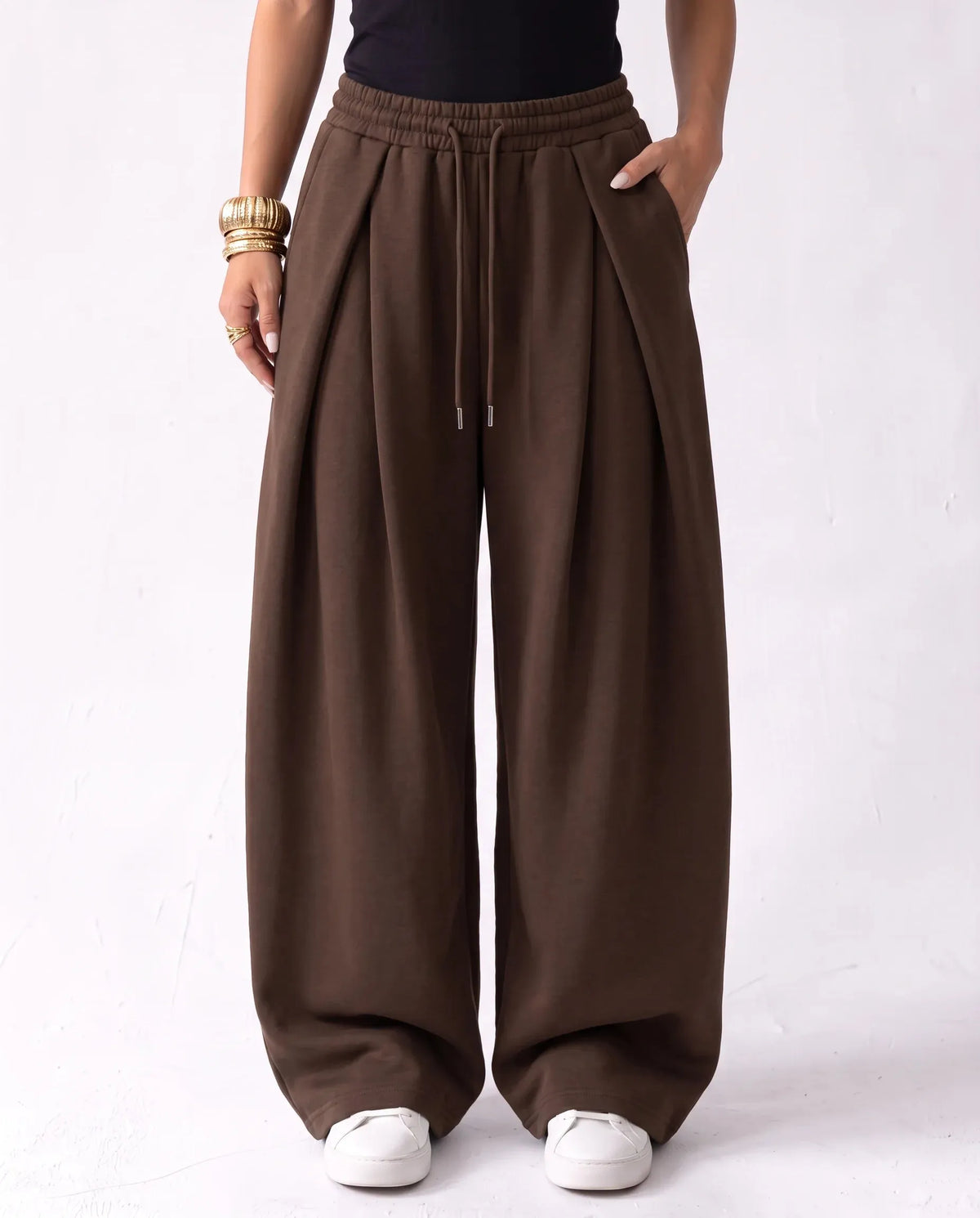 SITRA Women's Casual Retro Oversize Pleat Wide Pants
