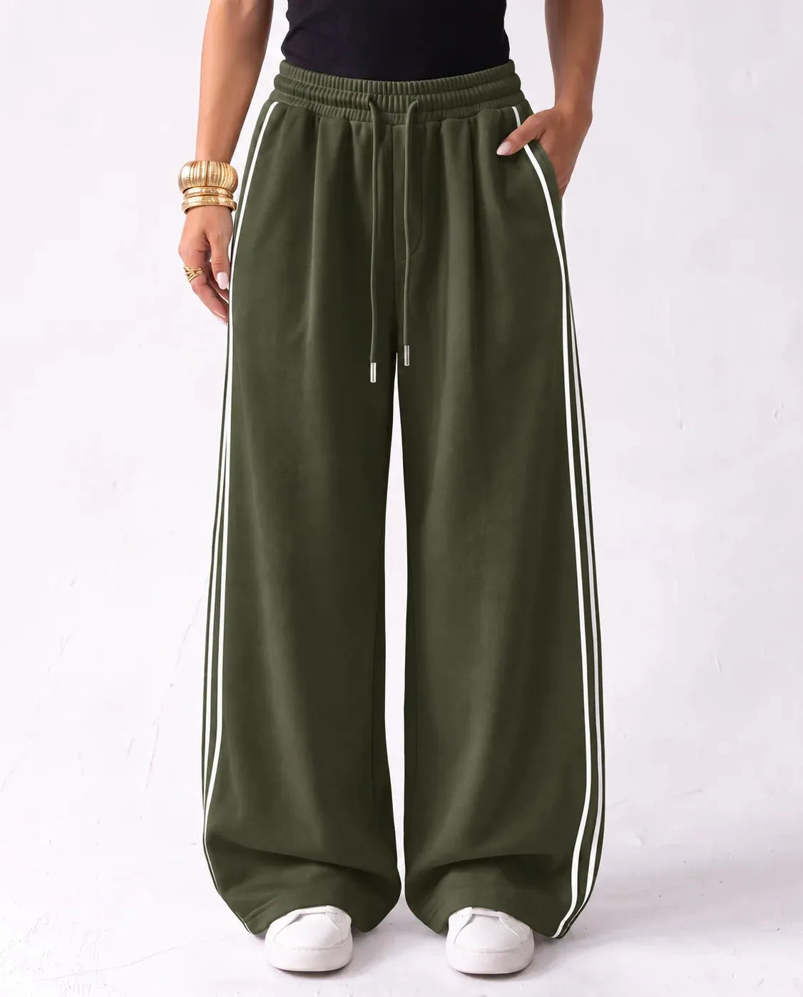 SITRA Women's Casual Retro Stripe Wide Pants