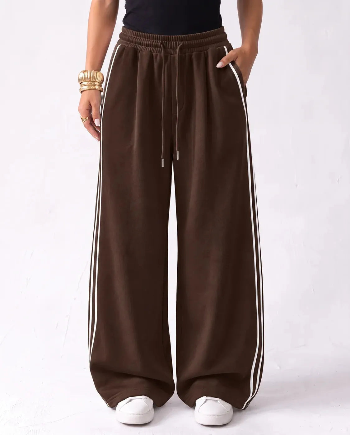 SITRA Women's Casual Retro Stripe Wide Pants