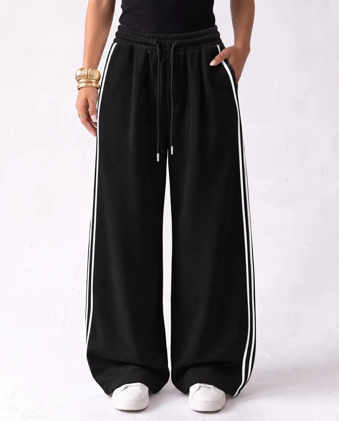 SITRA Women's Casual Retro Stripe Wide Pants