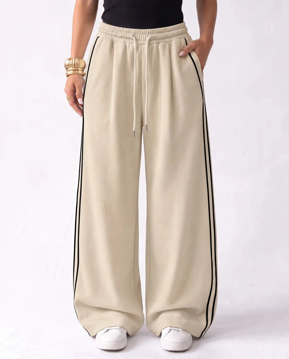 SITRA Women's Casual Retro Stripe Wide Pants