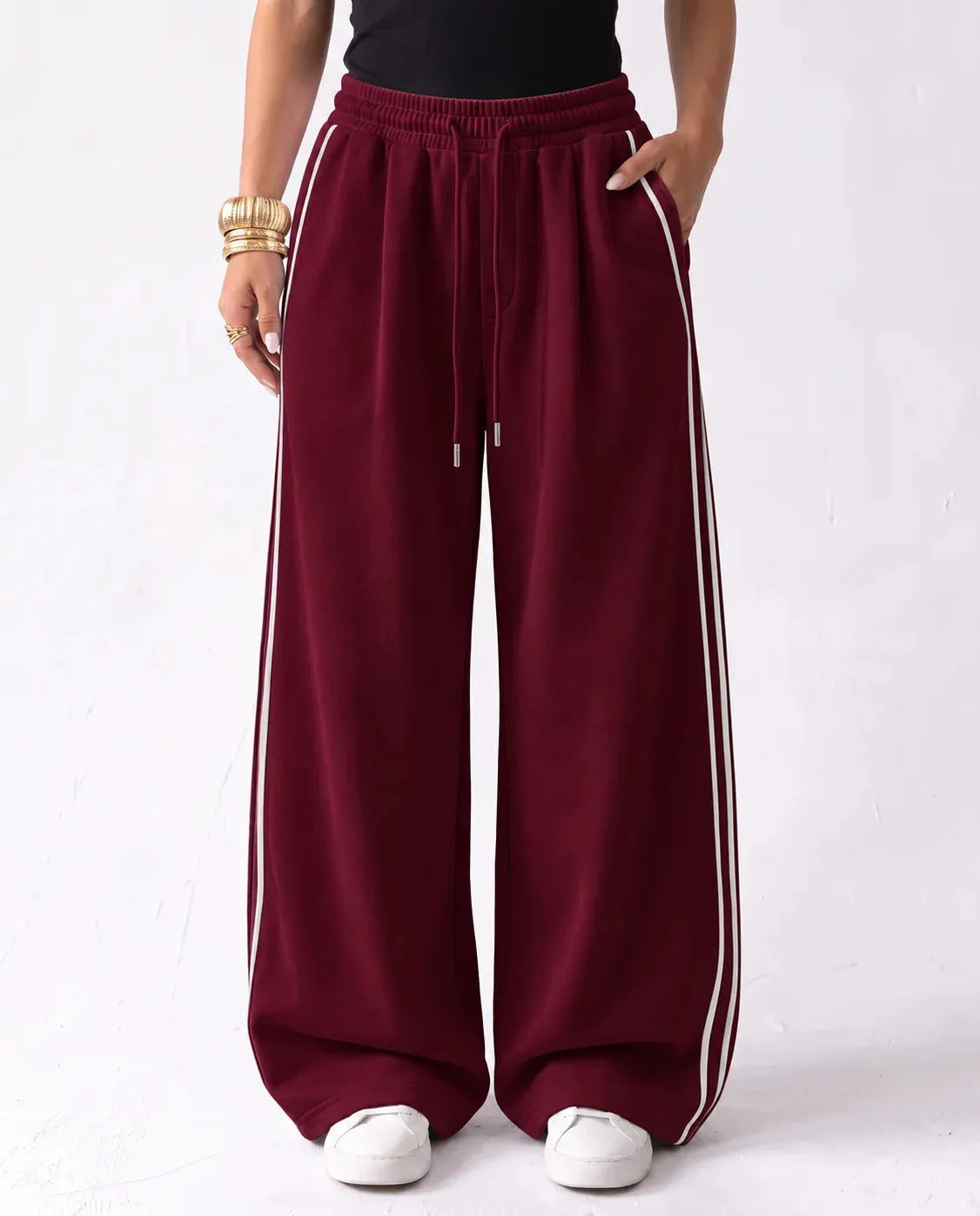 SITRA Women's Casual Retro Stripe Wide Pants