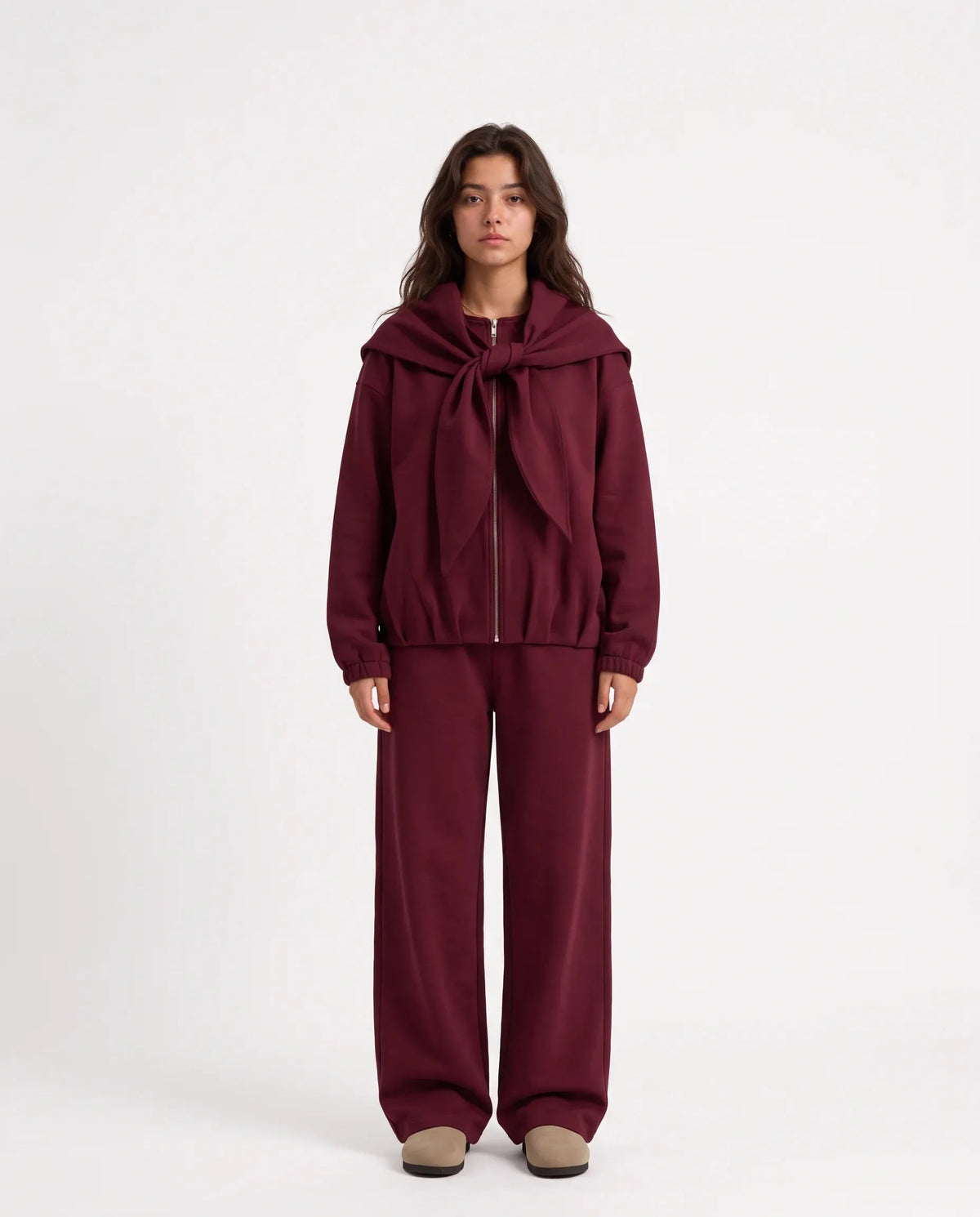 SITRA Women's Casual Tie Shoulder Zip Set