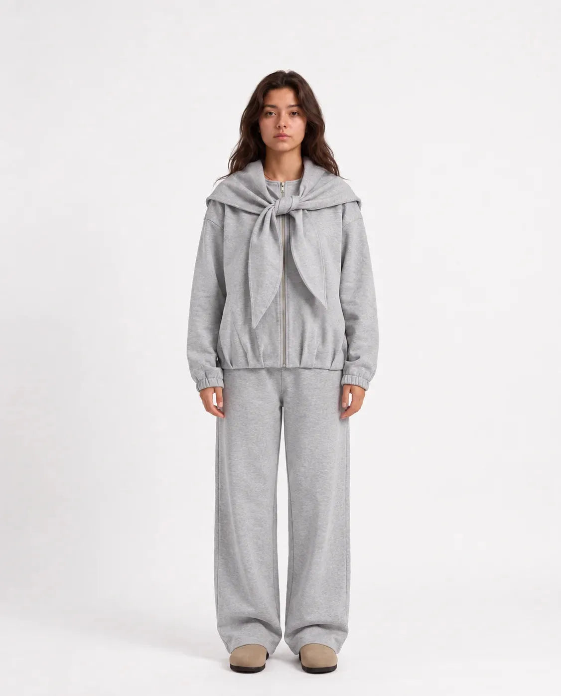 SITRA Women's Casual Tie Shoulder Zip Set