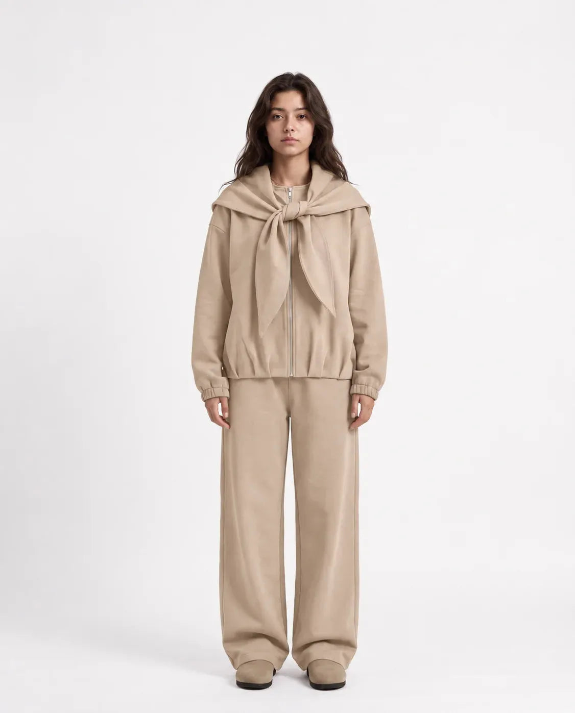 SITRA Women's Casual Tie Shoulder Zip Set