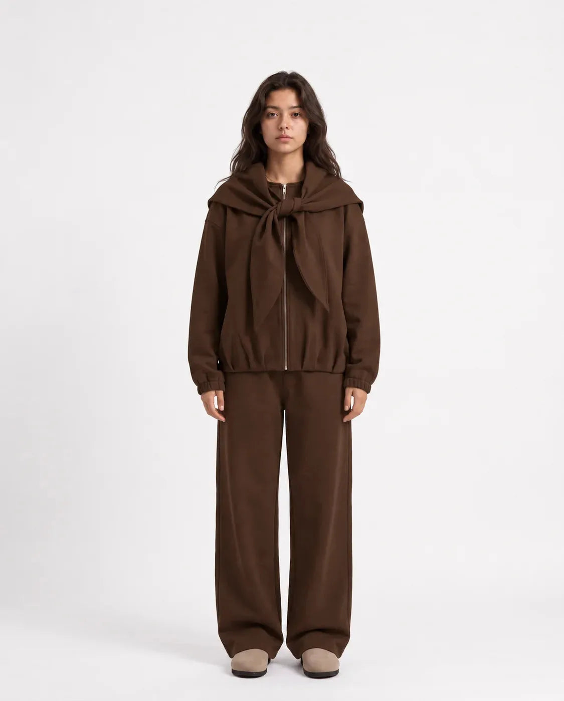 SITRA Women's Casual Tie Shoulder Zip Set