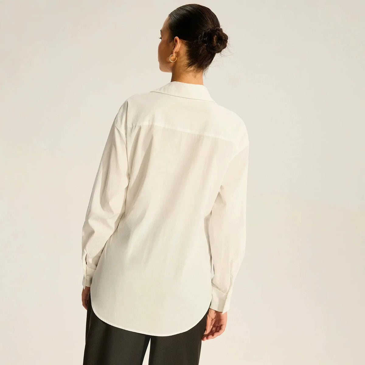 Solid Color Turn-Down Collar Knot Blouse | Long Sleeve Commuter Shirt