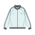 Striped Colorblock Stand-Up Collar Sports Cardigan Jacket