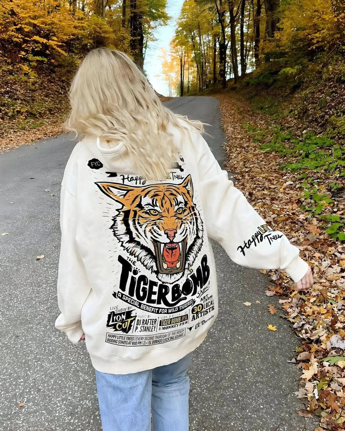 Tiger Hoodie Oversize Fit 100% Cotton