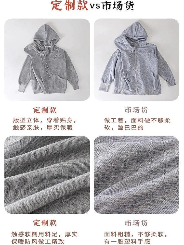 Unisex Kangaroo Fleece Maternity Babywearing Zip Hoodie Jacket