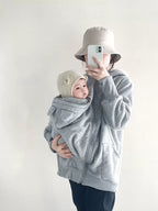 Unisex Kangaroo Fleece Maternity Babywearing Zip Hoodie Jacket