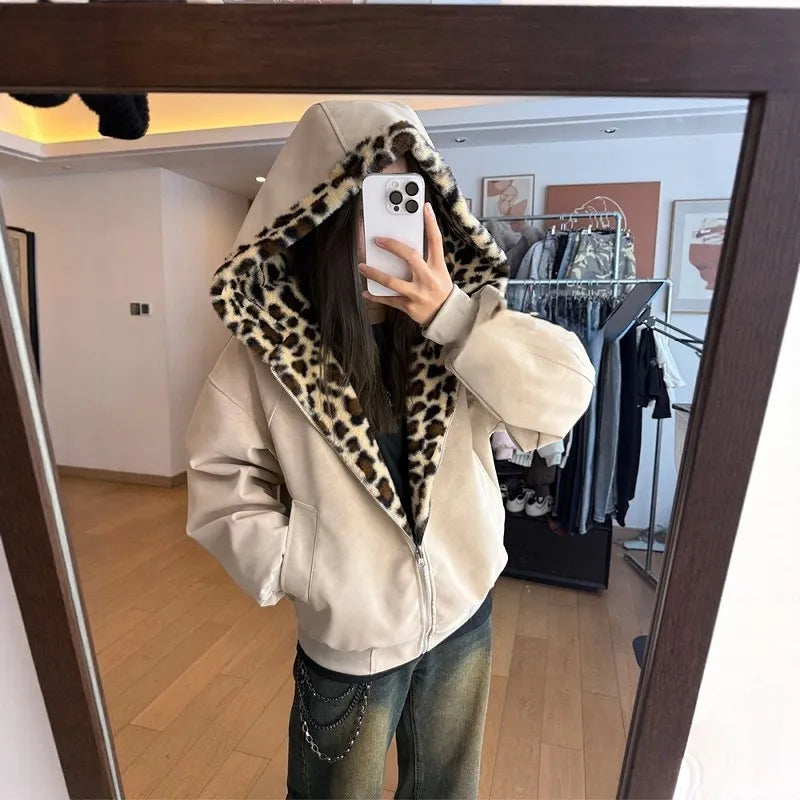 Unisex Loose Fit Hooded Thickened Warm Down Jacket