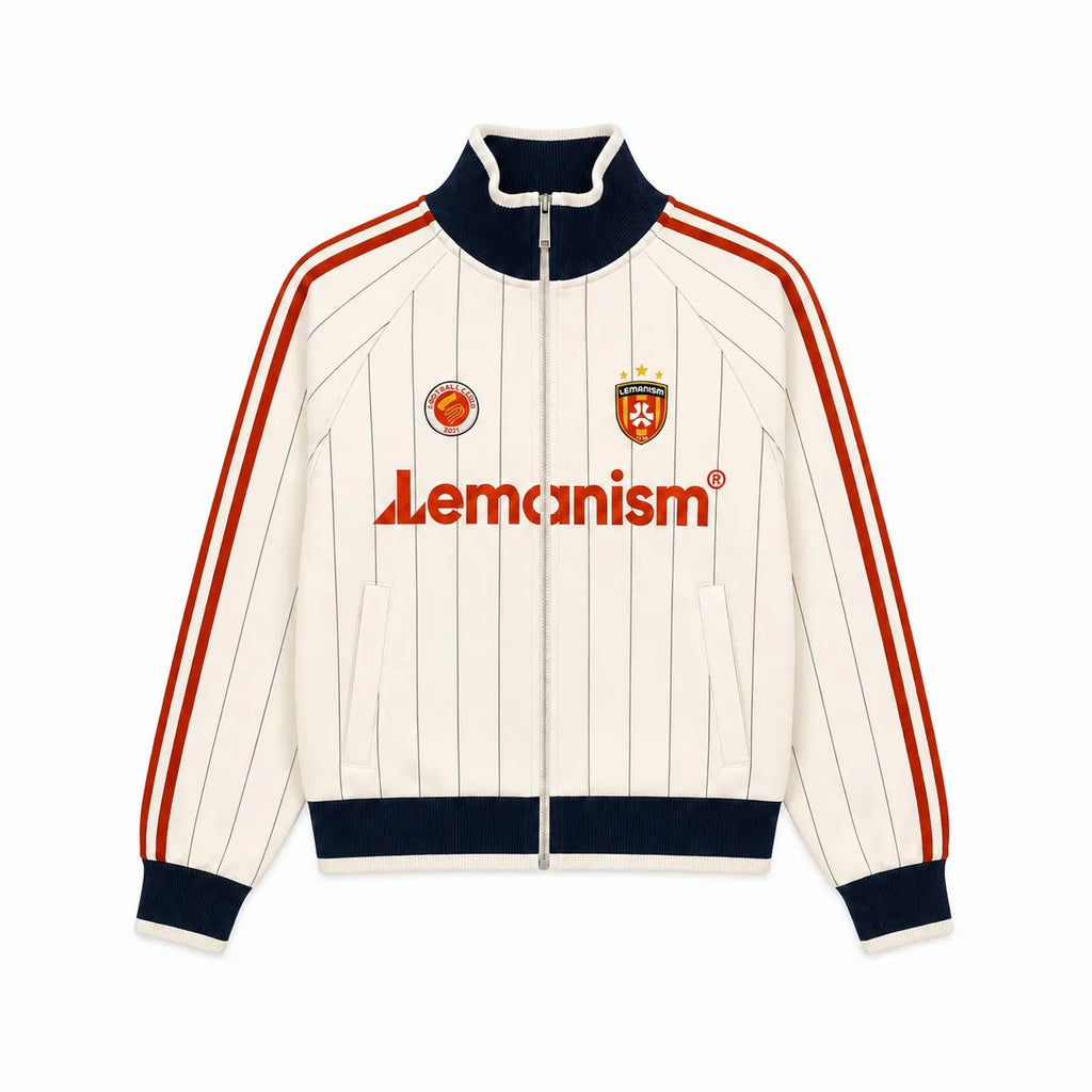 Unisex Two-Stripe Stand Collar Loose Fit Jacket