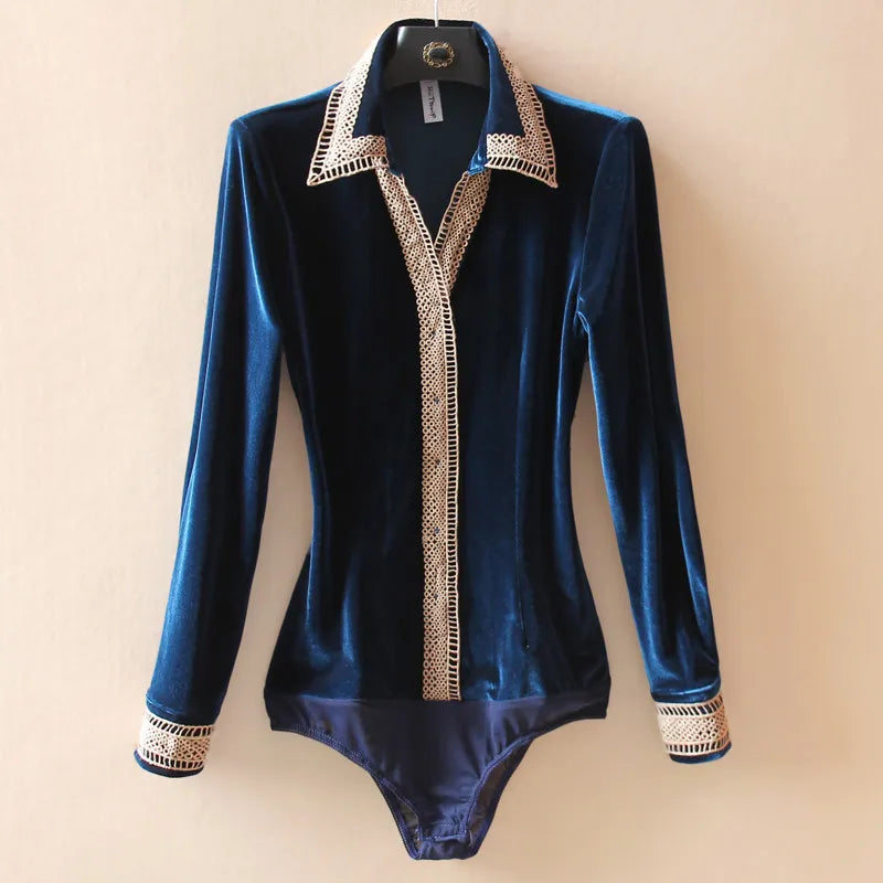 Warm Velvet Long Sleeve Shirt Top for Women