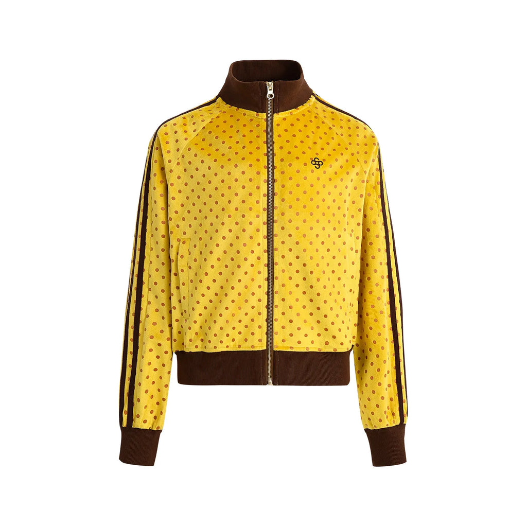 Women's American Retro Polka Dot Stand Collar Jacket Zipper Sweatshirt Coat
