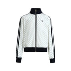Women's American Retro Polka Dot Stand Collar Jacket Zipper Sweatshirt Coat