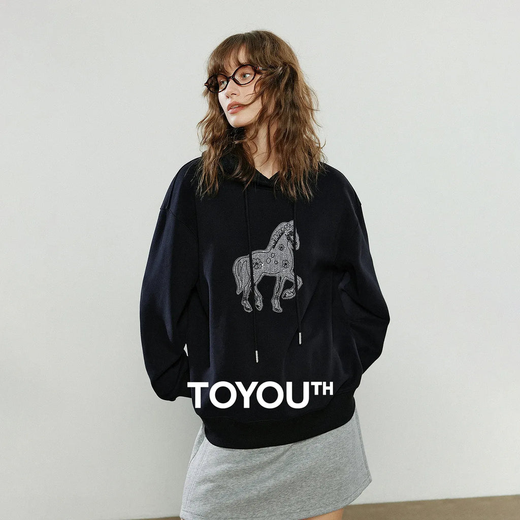 Women's Applique Embroidery Loose Pullover Sweatshirt
