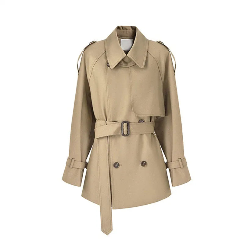 Women's British Style Double-Breasted Short Trench Coat