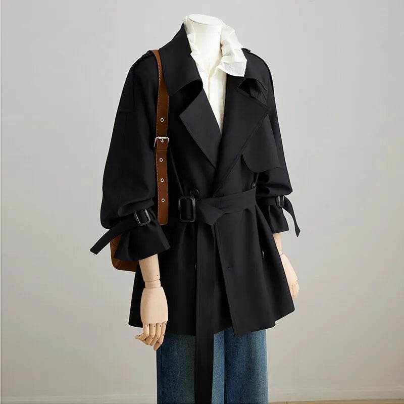 Women's British Style Double-Breasted Short Trench Coat