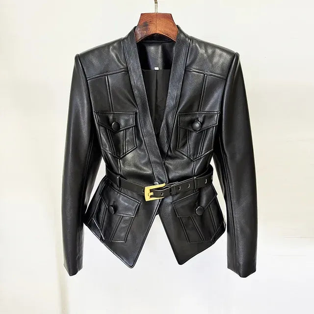 Women's Casual Faux Leather Moto Biker Jacket