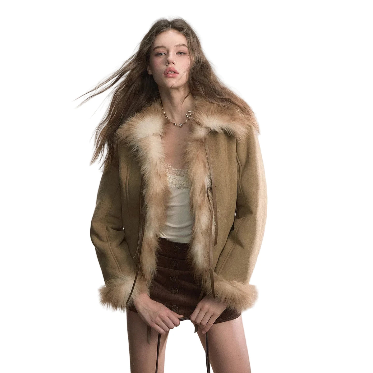 Women's Casual Outerwear Jacket Coat with Bow Belt